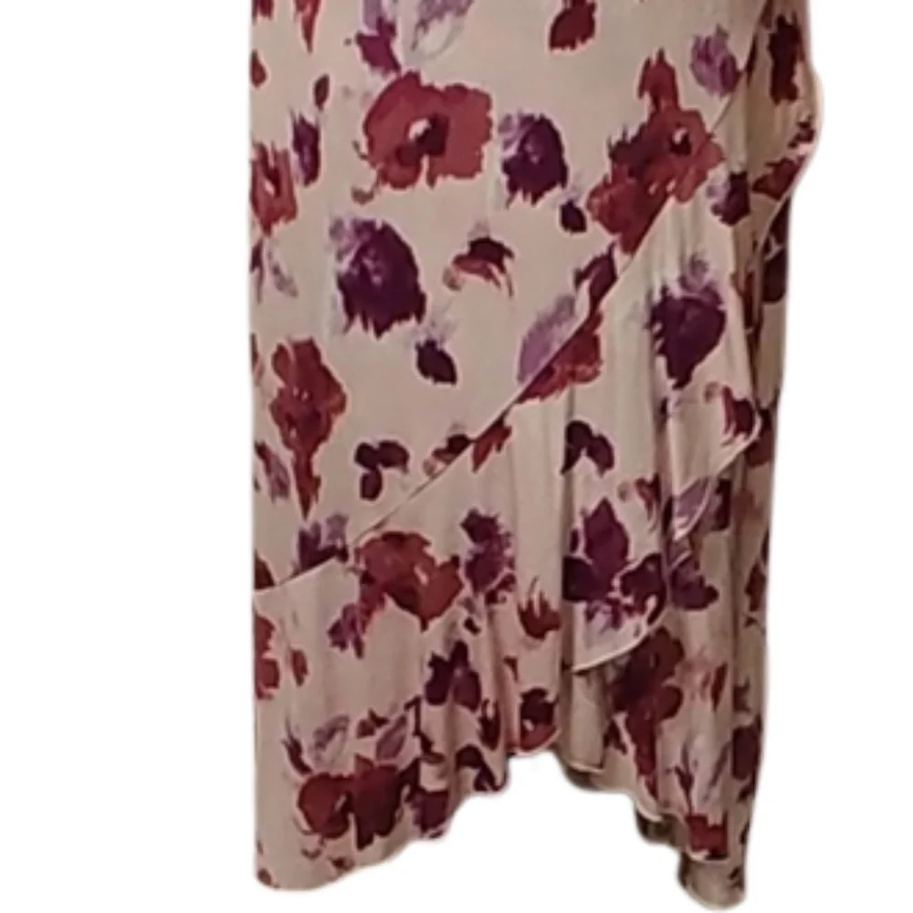 JUICY COUTURE Dress Pink Floral Faux-Wrap Jersey V-Neck Ruffled High-Low Medium - Picture 4 of 10